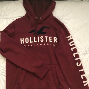 Hollister Hoodie Mens M Burgundy Fleece